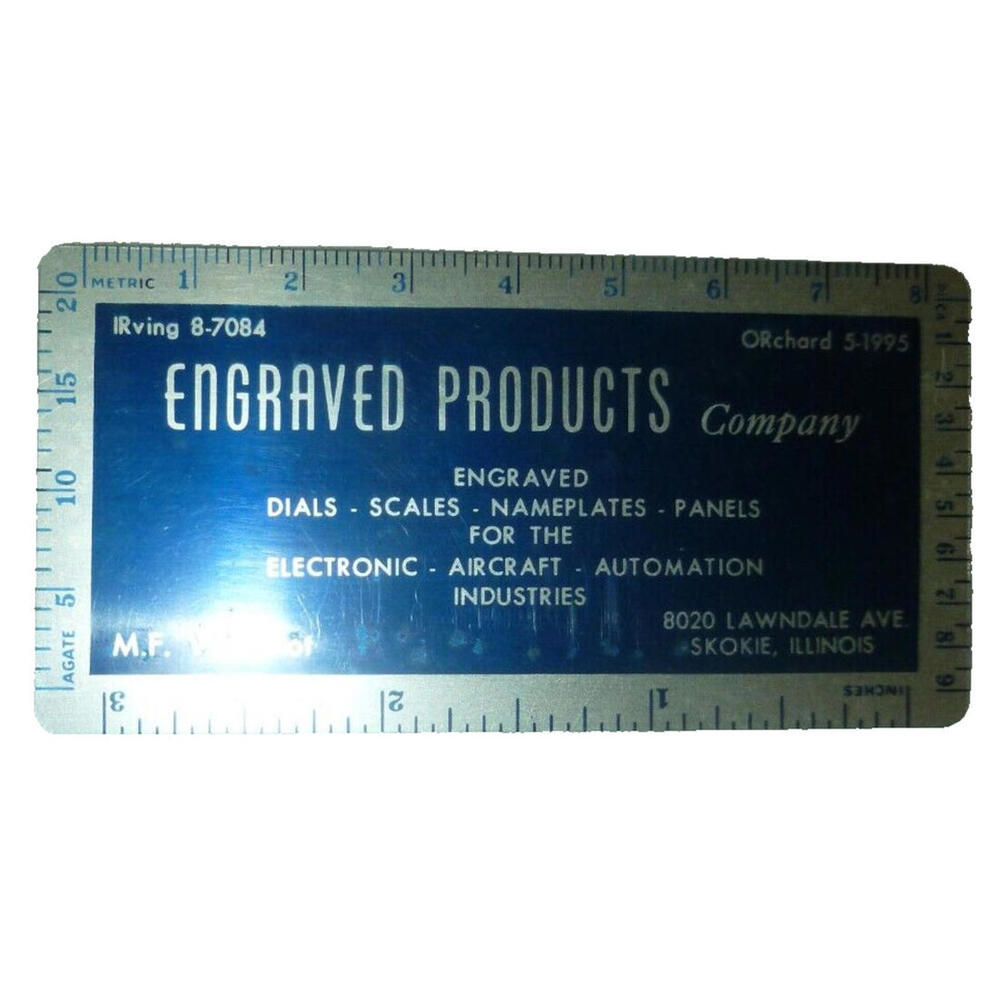 Engraved Products Co Metal Rule Ruler Decimal Inch USA